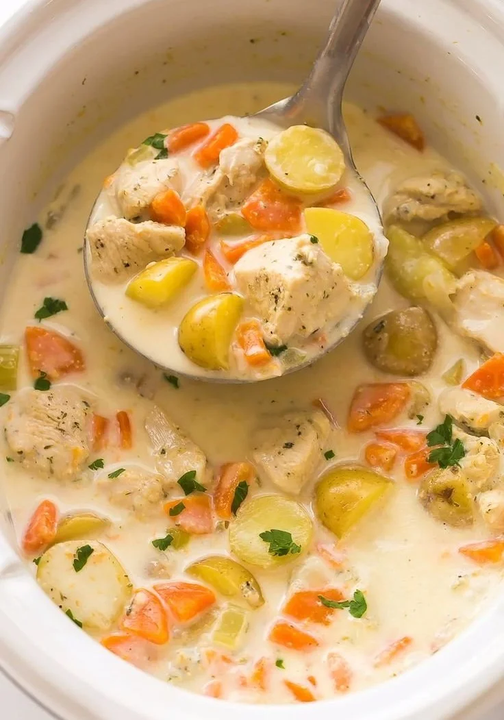 Slow Cooker Garlic Parmesan Chicken Stew