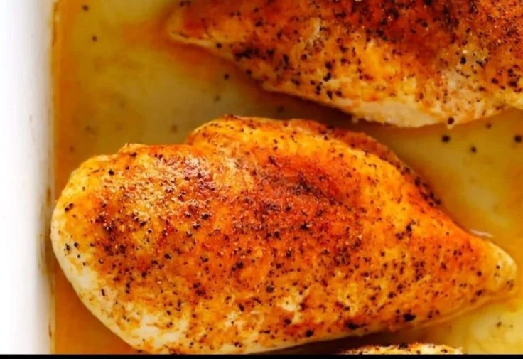 Crispy and juicy oven-baked chicken breasts served on a plate