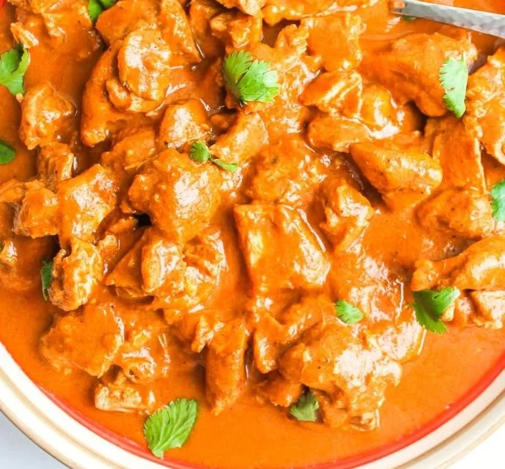 Delicious Whole30 Butter Chicken served with aromatic spices and creamy sauce.