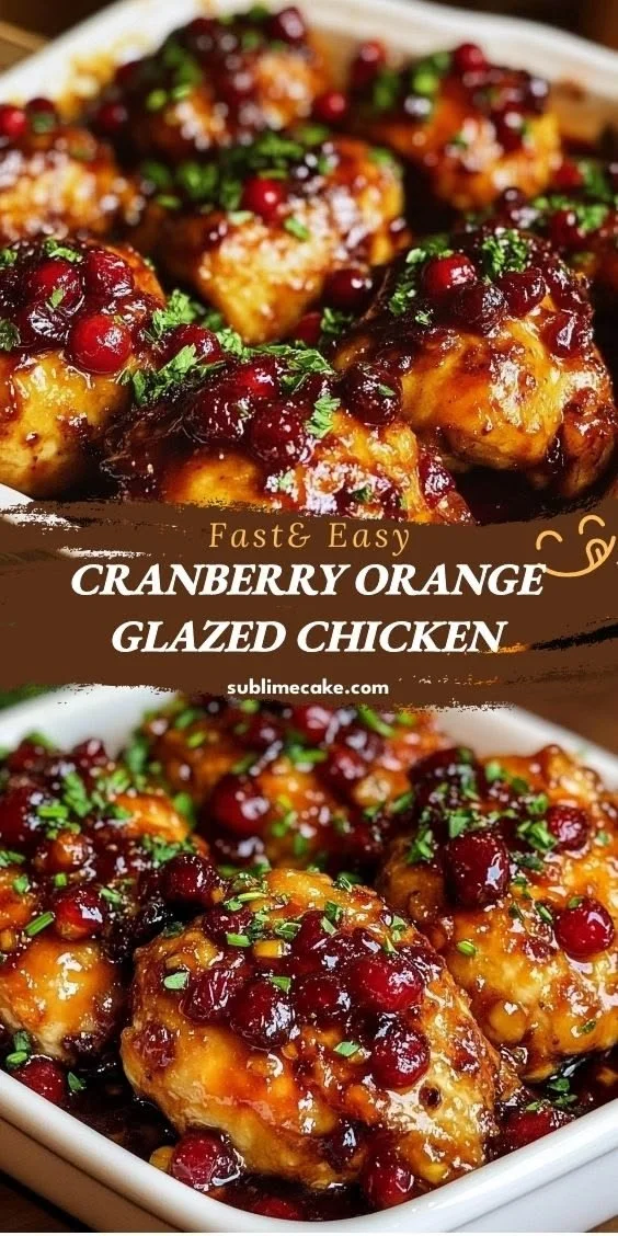 Zesty cranberry orange chicken recipe garnished with fresh herbs on a plate