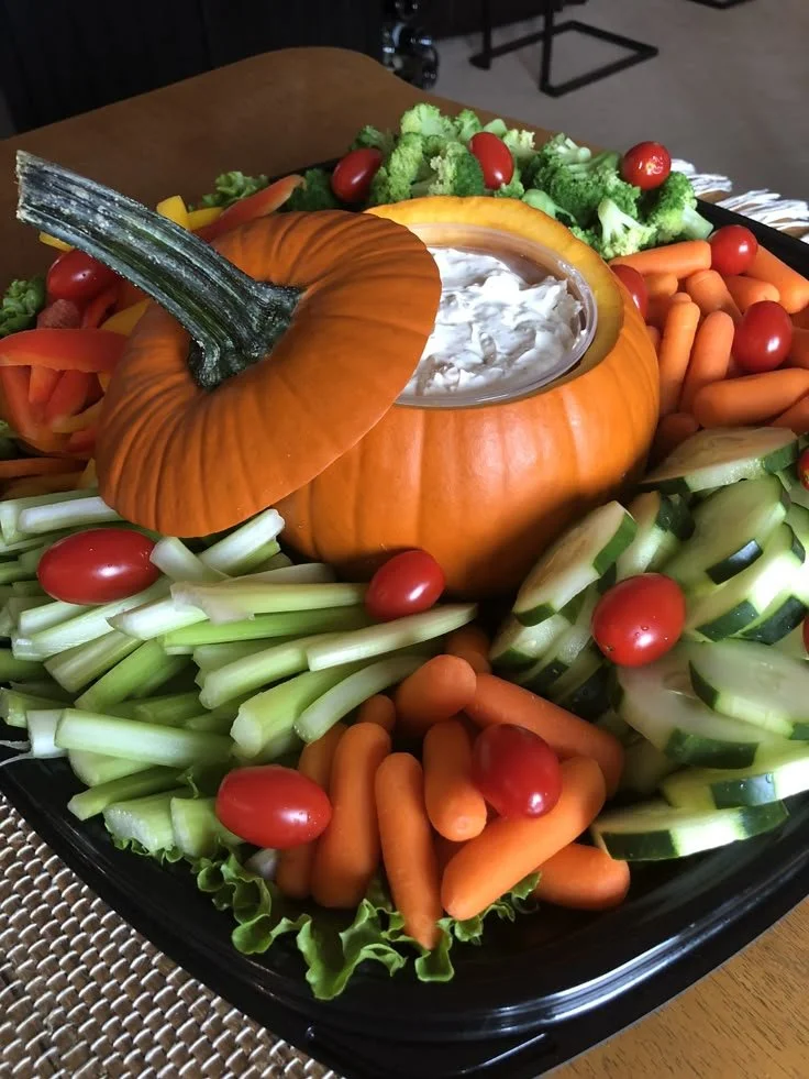 Delicious pumpkin-themed food ideas for autumn baby showers and fall parties.