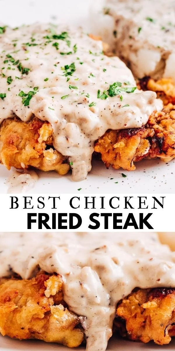 Delicious Chicken Fried Steak served with creamy gravy and sides