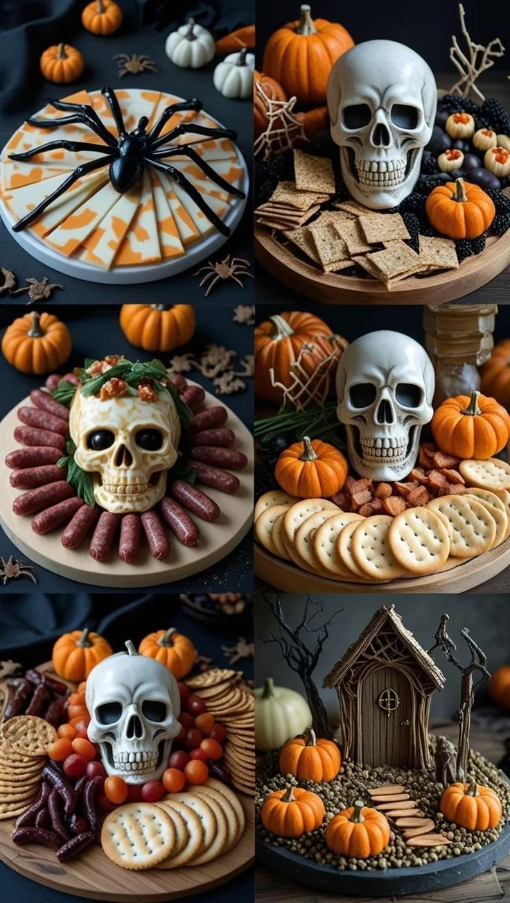 Healthy Halloween snack board with creative treats for a festive celebration.