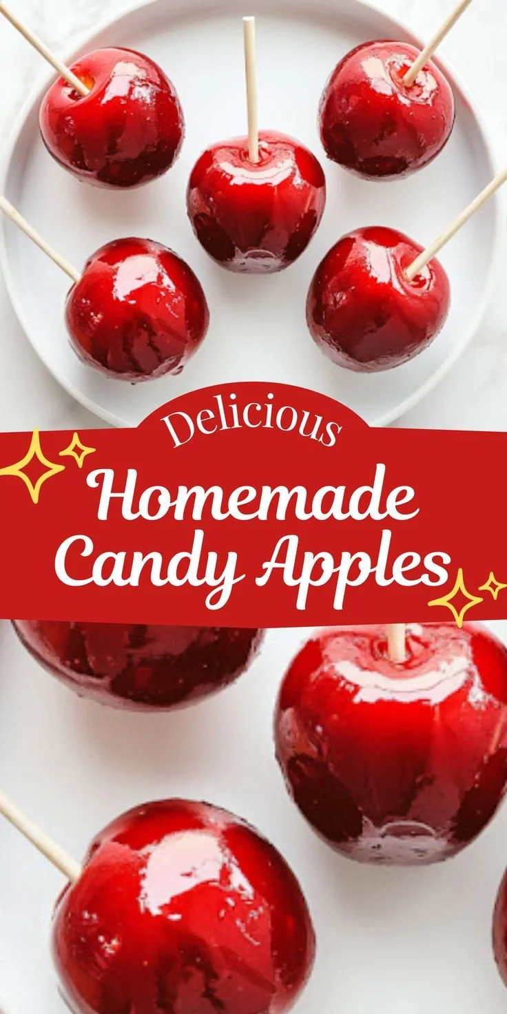 Delicious homemade candy apples with vibrant colors and shiny coatings.