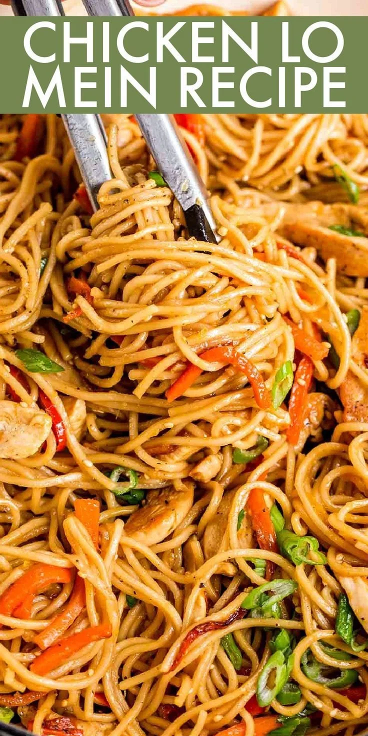 Delicious Chicken Lo Mein with chicken, vegetables, and noodles in a flavorful sauce