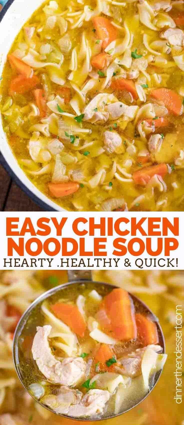 Bowl of classic chicken noodle soup without vegetables, kid-friendly meal.