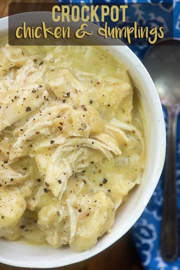 Delicious Crockpot Chicken and Dumplings served in a bowl