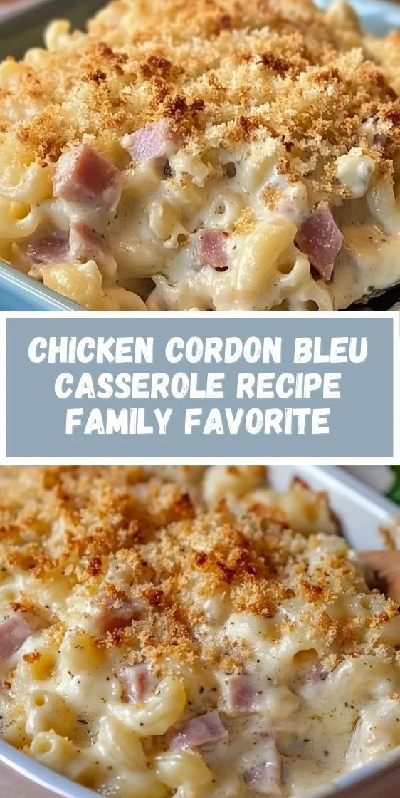 Delicious Chicken Cordon Bleu Casserole served in a baking dish