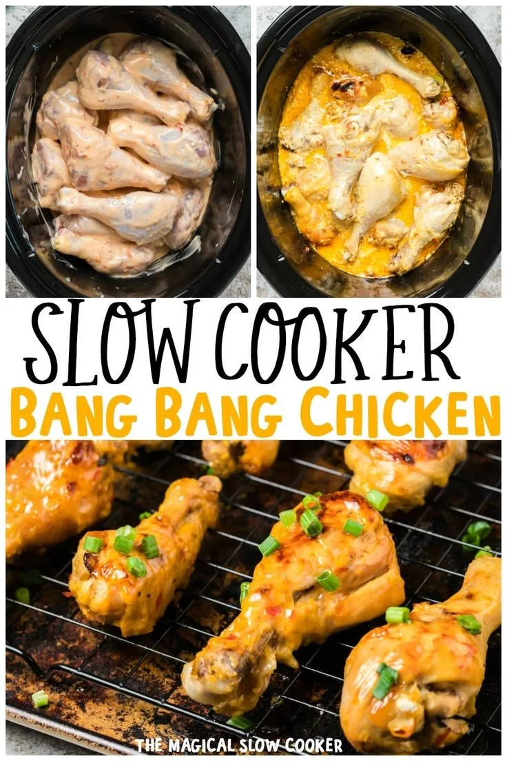 Delicious Slow Cooker Bang Bang Chicken Drumsticks ready to enjoy.