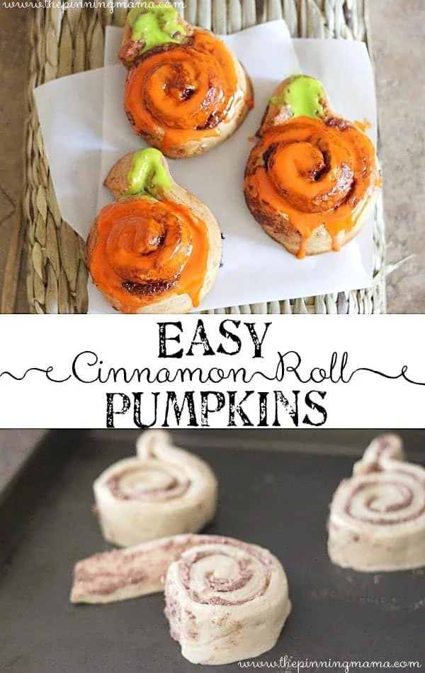 Delicious Cinnamon Roll Pumpkins for Halloween breakfast and festive treats