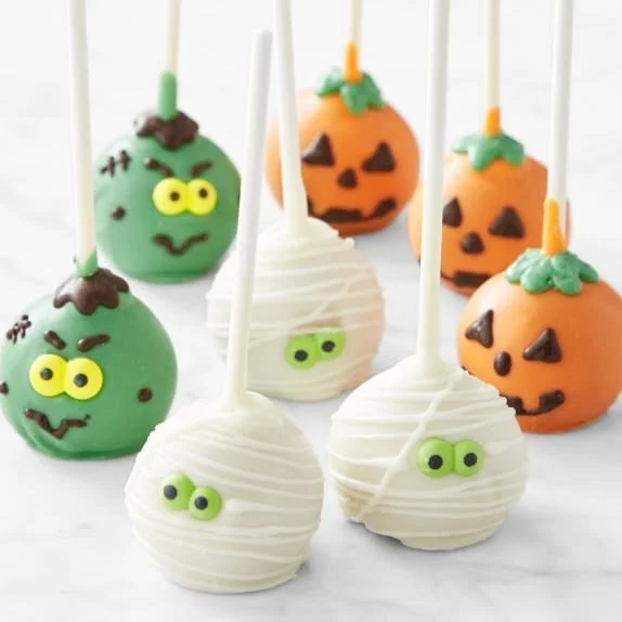 Set of 8 Halloween Cake Pops in spooky designs and vibrant colors