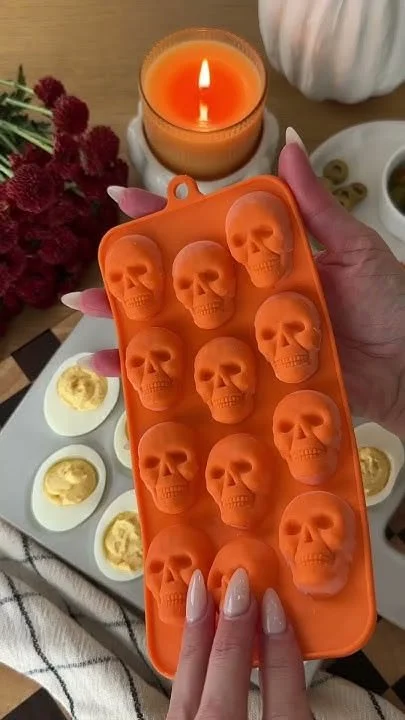 Spooky Halloween deviled eggs decorated for a festive celebration
