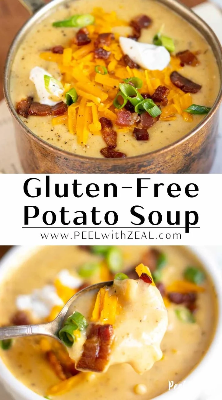 Gluten-free potato soup recipe without flour in a bowl.