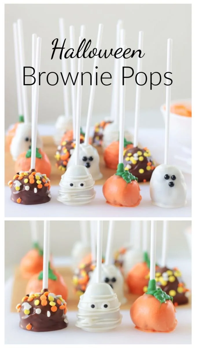 Spooky Halloween brownie pops decorated for Halloween festivities