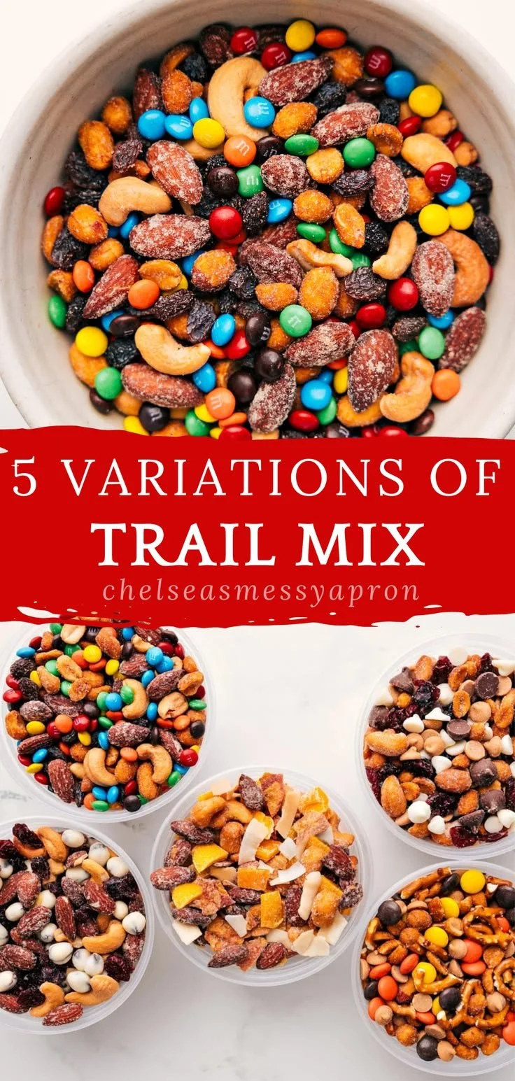 Homemade trail mix recipe with nuts, seeds, and dried fruits